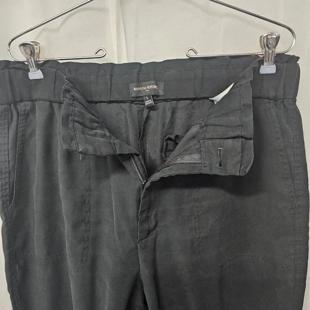 Banana Republic Black Pants Casual Cropped Straight Leg Office L - Picture 6 of 11
